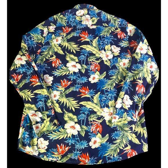 Tunevuse Blue Aloha Tropical Regular Fit Button Up Shirt Long Sleeve Men's Sz XL - Picture 11 of 14